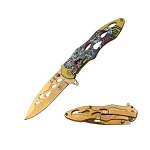 Fantasy Dragonl Spring-Assisted Knife - Gold Finish