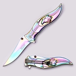 Dark Fantasy Eagle Head- Spring-Assisted Knife - Rainbow