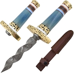 10.25 Inch Handmade Spiraling Damascus Dagger Real Bone Handle