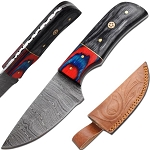 7 Inch Handmade Damascus Steel Blade Skinner Knife Wood Handle