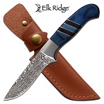 Elk Ridge Fixed Blade Knife Blue Pakkawood Hunting Knife