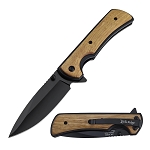 Elk Ridge Spring-Assisted Knife - Black Handle with Wood