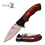 Elk Ridge Folding Pocket Knife Brown Wood Handle and Black G10 Bolster