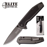 Elite Tactical Manual Folding Pocket Knife Black Handle