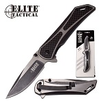 Elite Tactical Manual Folding Pocket Knife Black Handle