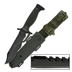12 Inch Survival Bowie Fixed Blade Knife Reverse Double Serration