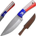 8 Inch Handmade Fixed Blade Hunting Knife - Texas Flag