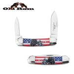 USA Flag Eagle Trapper 2 Blade Manual Folding Gentleman's Knife