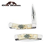Lock Back Manual Folding Knife Acrylic Handle Snake
