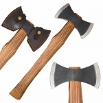 Double-Bit Camp Axe - Hand-Forged Style with Flame-Seared Hardwood Handle