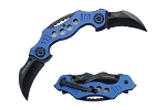 Double Trouble Karambit Action Assist Knife Blue Handle
