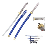 3rd Gen Highlander Connor MacLeod Katana Sword 3 Pcs Sword Set Blue