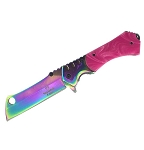 Tactical Cleaver Spring Assisted Knife - Rainbow and Pink