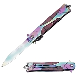 Stiletto Spring Assist Knife Titanium Spear Point Blade