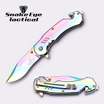 7.75 Inch Rainbow Finish Tactical Spring Assisted Knife