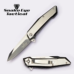 Two Tone Silver and Black Finish Spring Assisted Knife - 7.5 Inch