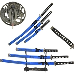 3-Piece Blue Dragon Samurai Sword Set