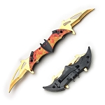 Twin Blade Flaming Bat Knife - Pocket Folding Spring Assisted Dual Bladed
