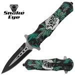 Cannabis Leaf Spring Assisted Pocket Folder Knife Glass Breaker