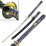 Classic Blue Samurai Katana with Hidden Tanto Dagger