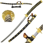 Samurai Reverse Jintachi Sword Silk Hardwood Handle with Stand