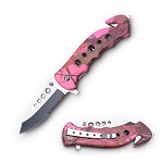 Tactical Rescue Spring Assisted Knife - Pink Camo