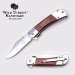 Handmade Spring Assist Folding Knife Brown Wood Handle