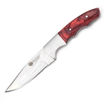 8 Inch Handmade Fixed Blade Hunting Knife - Red Wood Handle