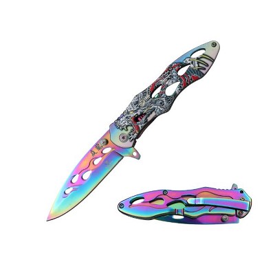 8.5 Inch Rainbow Dragon Fantasy Spring Assist Knife