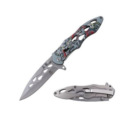 Fantasy Dragonl Spring-Assisted Knife - Spring-Assisted Knife - Silver