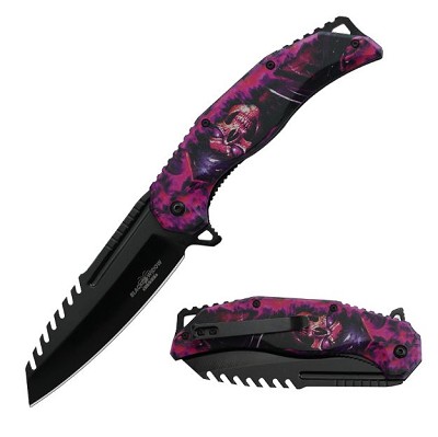 Pink Grim Reaper Skull Fantasy Spring Assist Pocket Knife