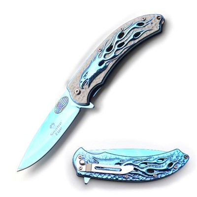 Spring-Assisted Knife - Blue Flaming Eagle