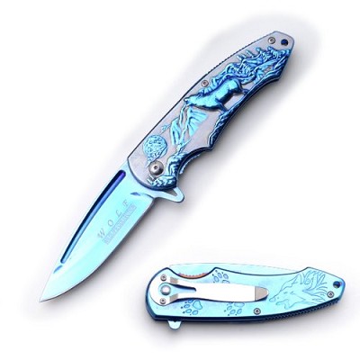 Spring-Assisted Knife - Blue Wolf
