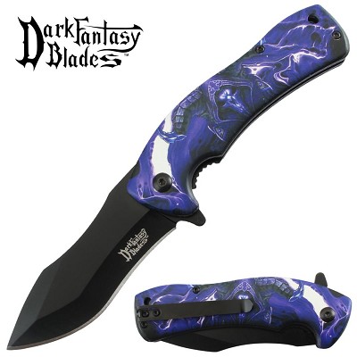 Purple Skeleton Dark Fantasy Spring Assisted Pocket Knife