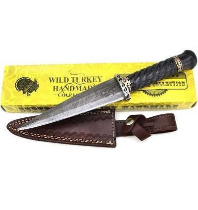 12.5 Inch Handmade Damascus Dirk Knife Twisted Pakawood Handle