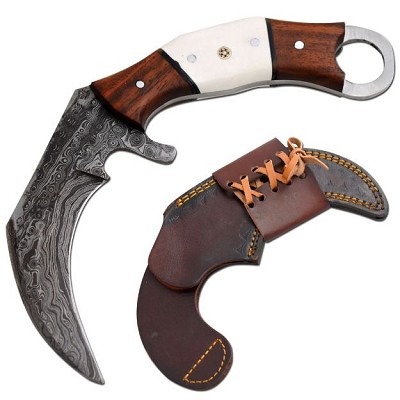 Old Ram Damascus Steel Karambit Knife Collection – Handmade Fixed Blade Collectible Knives
