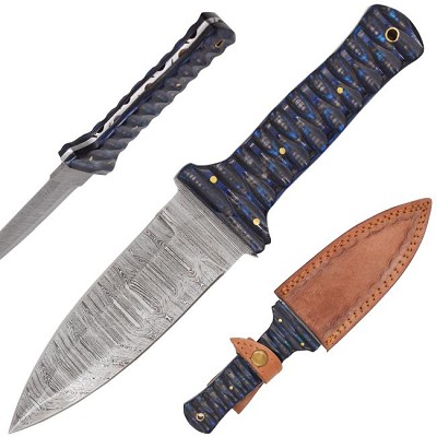 10.5 Inch Handmade Real Damascus Fixed Blade Knife Dagger