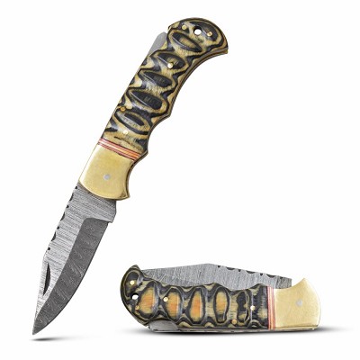 Wild Turkey - Damascus Steel Blade Folding Pocket - Black