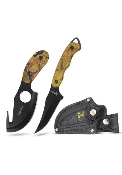 Elk Ridge Fixed Blade Hunting Knife - Yellow Camo Wooden