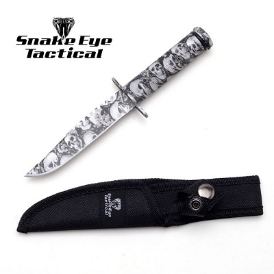 Fantasy Grey Skull Sawback Survival Knife