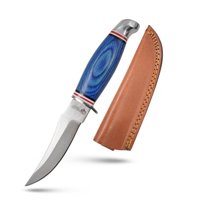 8.5 Inch Handmade Fixed Blade Skinner Knife Blue Frost Wood Handle
