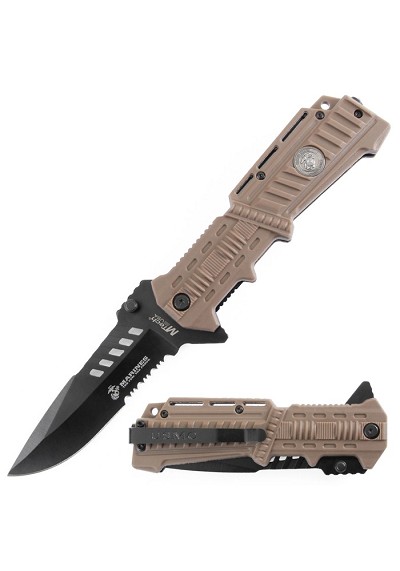 USMC Spring-Assisted Knife - Drop point Blade W/ Nylon Fiber