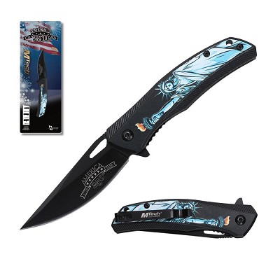 USA 250th Anniversary Statue of Liberty Spring Assist Knife - Blue