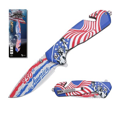 USA 250th Anniversary Statue of Liberty Tactical Spring Assist Knife