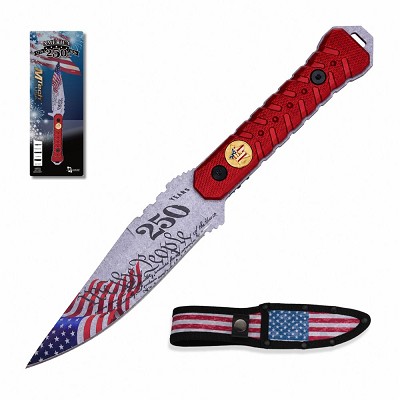 MTech USA - Fixed Blade Knife Red - USA 250th Anniversary