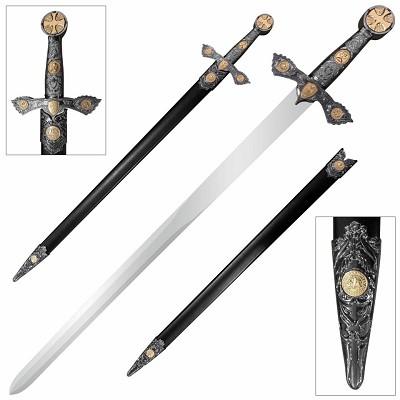 34 Inch Knights Templar Crusader Short Sword with Scabbard