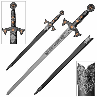 Knights Templar Crusader Short Sword with Matching Scabbard