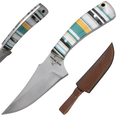 8 Inch Handmade Fixed Blade Hunting Skinner Knife Multicolor Acrylic Handle