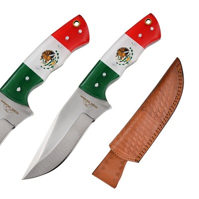 8 Inch Handmade Mexico Flag Fixed Blade Hunting Knife