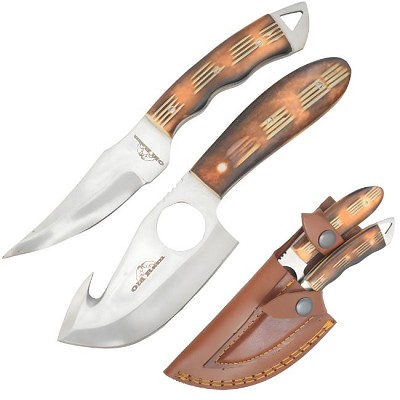 Handmade Two Piece Hunting Knife Set Gut Hook and Skinner